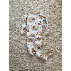 Kid’s Burt's Bees Pajama Set 4T White Brown Bunny Pancake Print Cotton